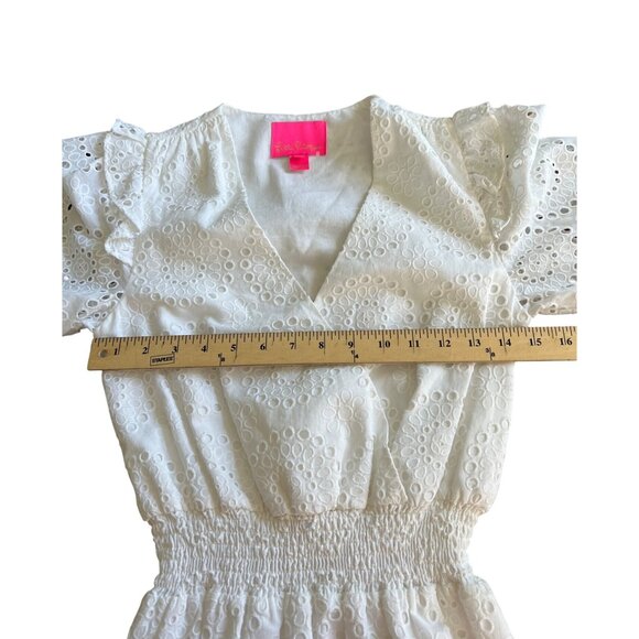 Lilly Pulitzer Taviana Eyelet Dress White Circle Bloom Resort Style Size 00 - Picture 6 of 16
